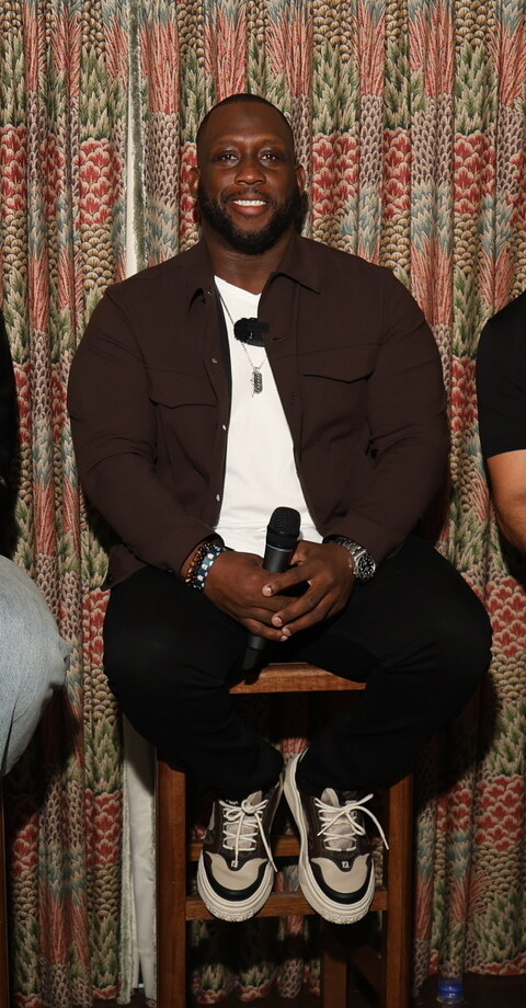 Stephen Tulloch speaking on a panel